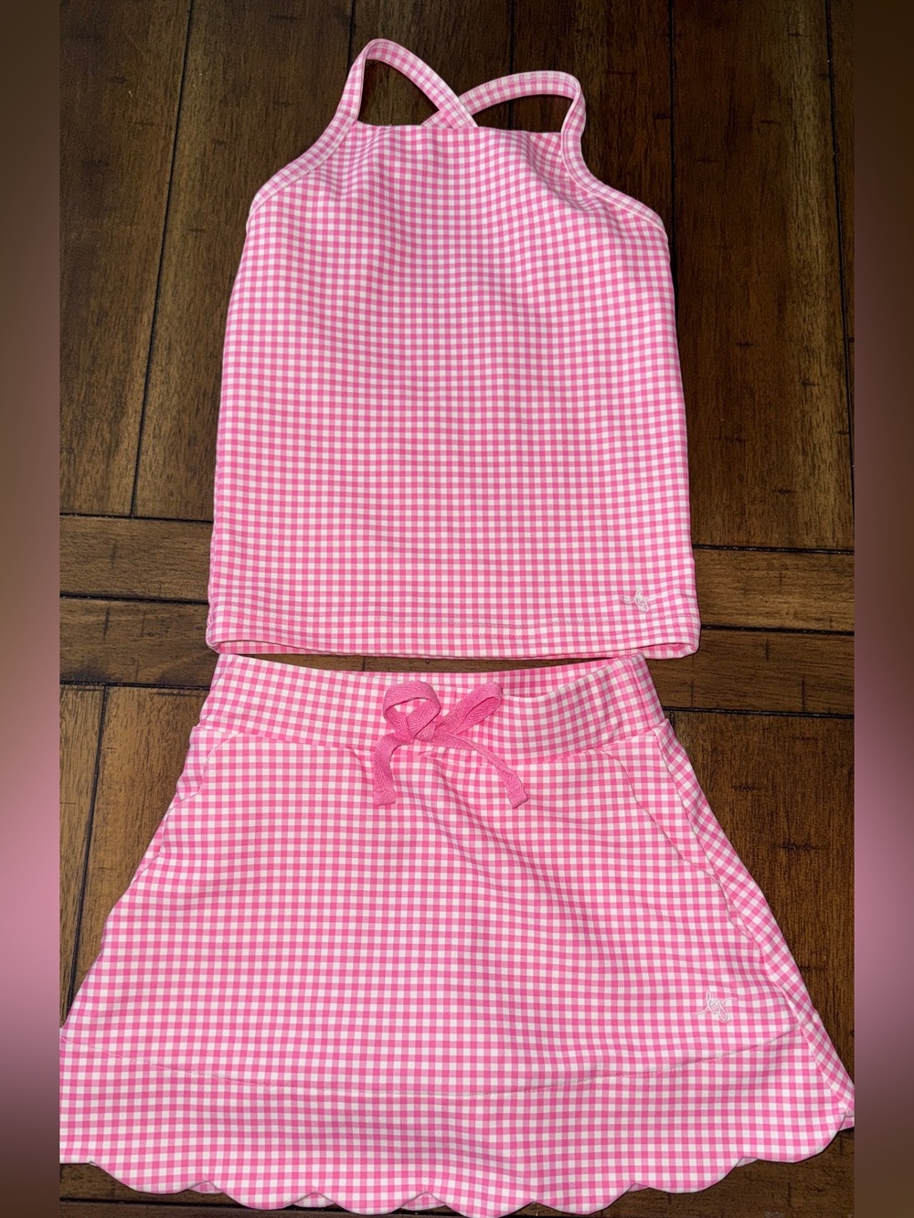 Love & Grow Pink & White Gingham Matching Set Bundle 5t